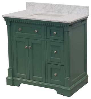 Sydney 36" Bathroom Vanity, Sage Green, Carrara Marble