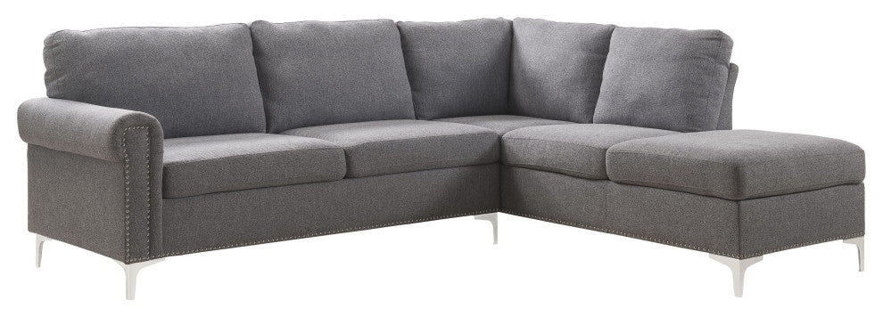 Melvyn Sectional Sofa, Gray Fabric