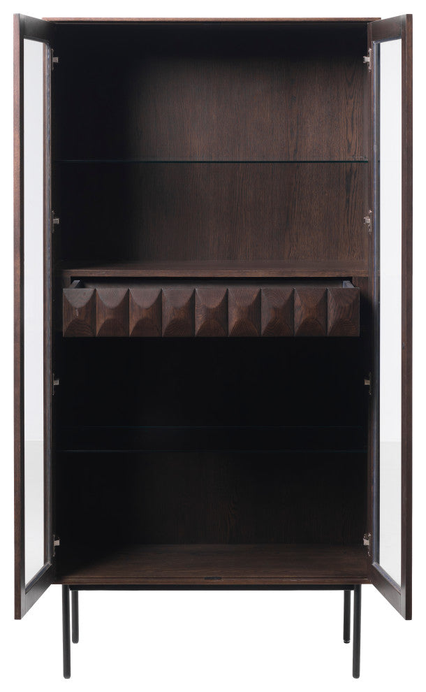 White background with interior visible through open doors; close-up of a feature (drawer), on white background.