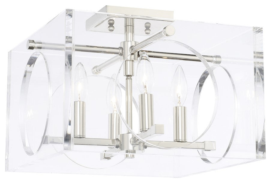Crystorama 8870-PN, 4-Light Ceiling Mount, Polished Nickel