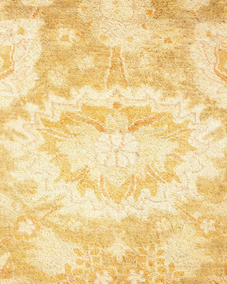 Minhla Square One-of-a-Kind Hand-Knotted Area Rug Green, 4'7"x6'6"