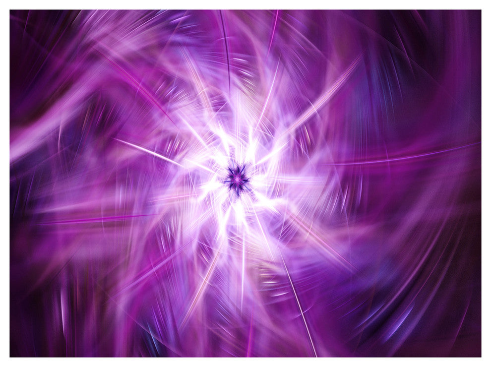 Rotating Bright Purple Fireworks, Floral Canvas Art Print, 40"x30"