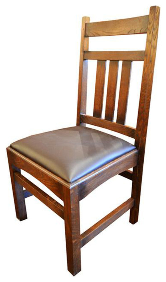 Mission Oak & Leather Dining Chair Set of 2