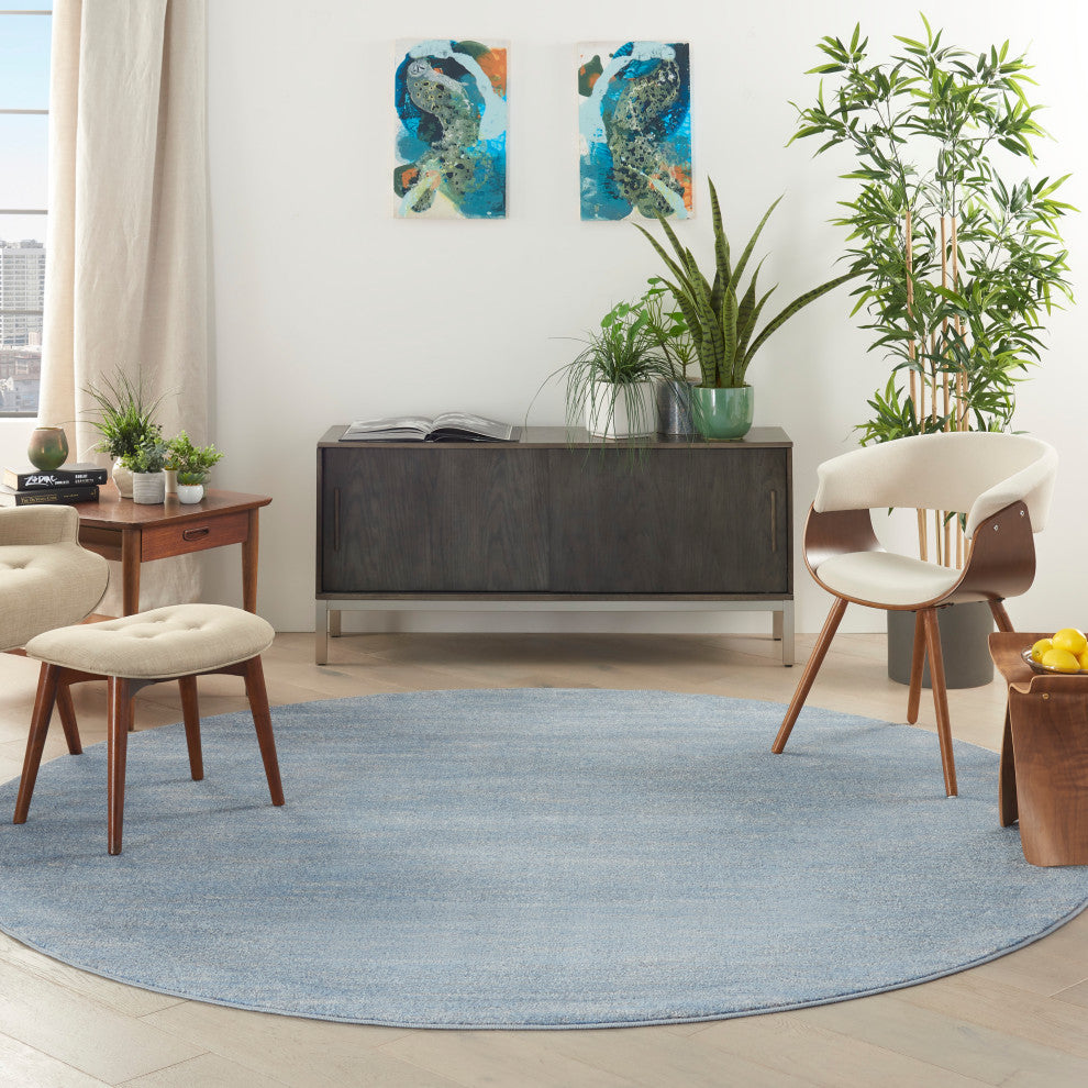 Nourison Essentials 8' x Round Blue/Grey Outdoor Area Rug