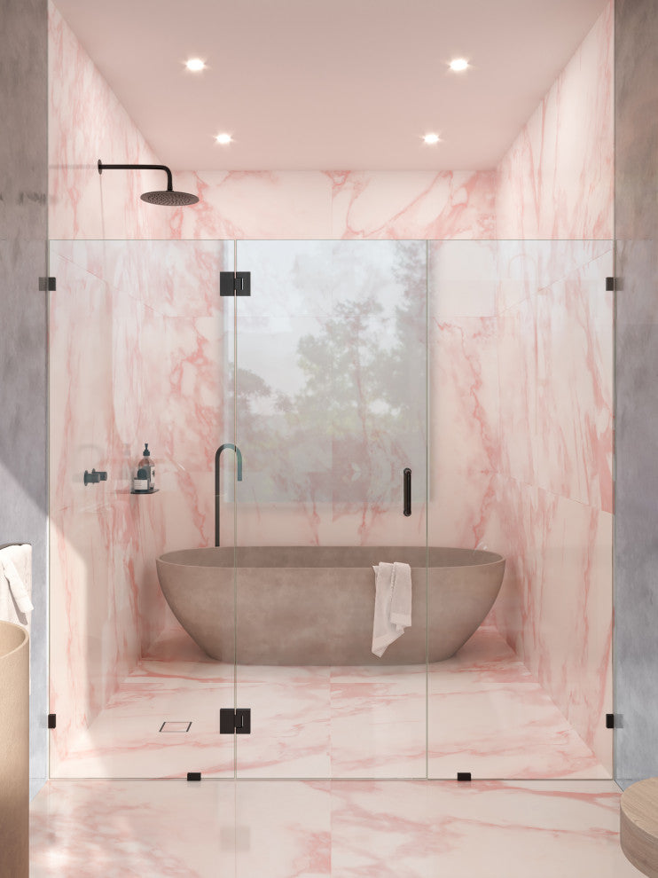 78"x62" Frameless 3 Panel Inline Shower Door, Oil Rubbed Bronze