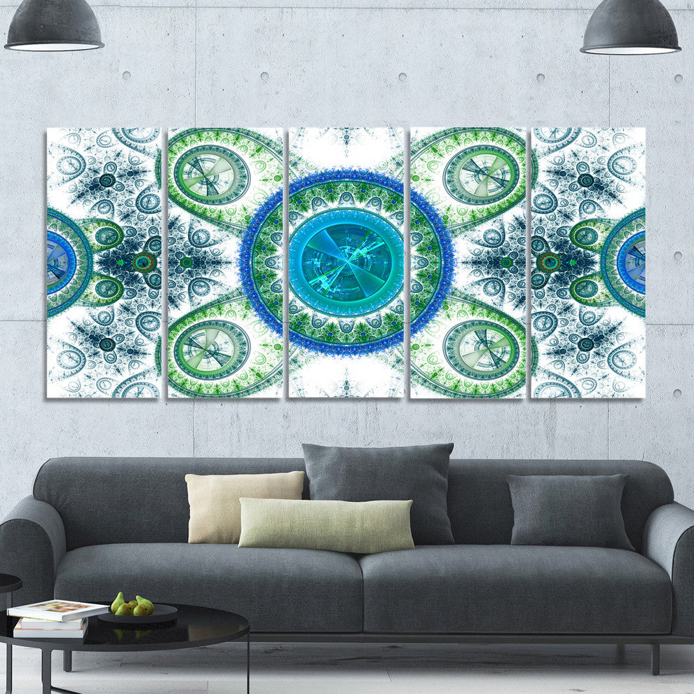 Blue Psychedelic Relaxing Art, Abstract Canvas Art Print, 60"x28", 5 Panels