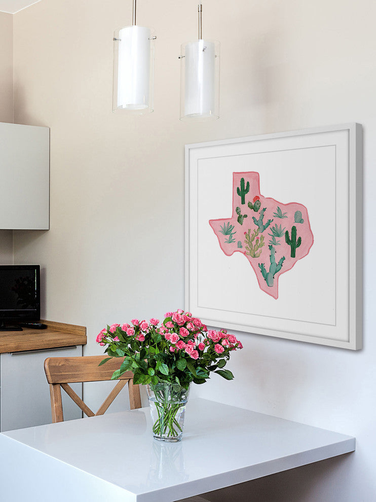 "Pink Texas" Framed Painting Print, 12x12