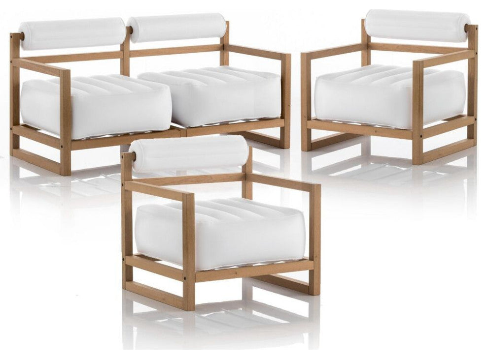 Mojow Yoko 3 Piece Living Room & Garden Set | Wooden Frame - Opaque White