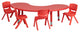 Half-Moon Red Plastic Height Adjustable Activity Table Set