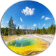 Morning Glory Pool With Bright Sky, Landscape Disc Metal Wall Art, 11"