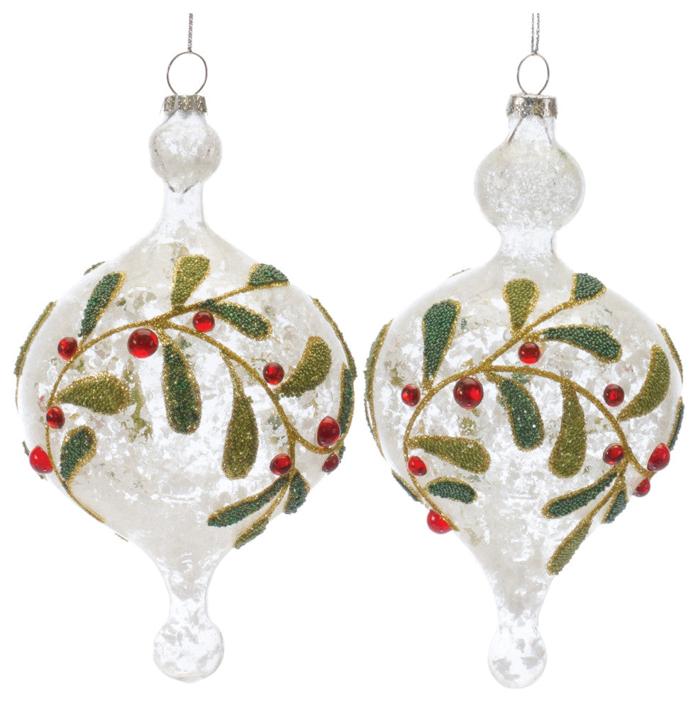Beaded Glass Mistletoe Ornament, Set of 6