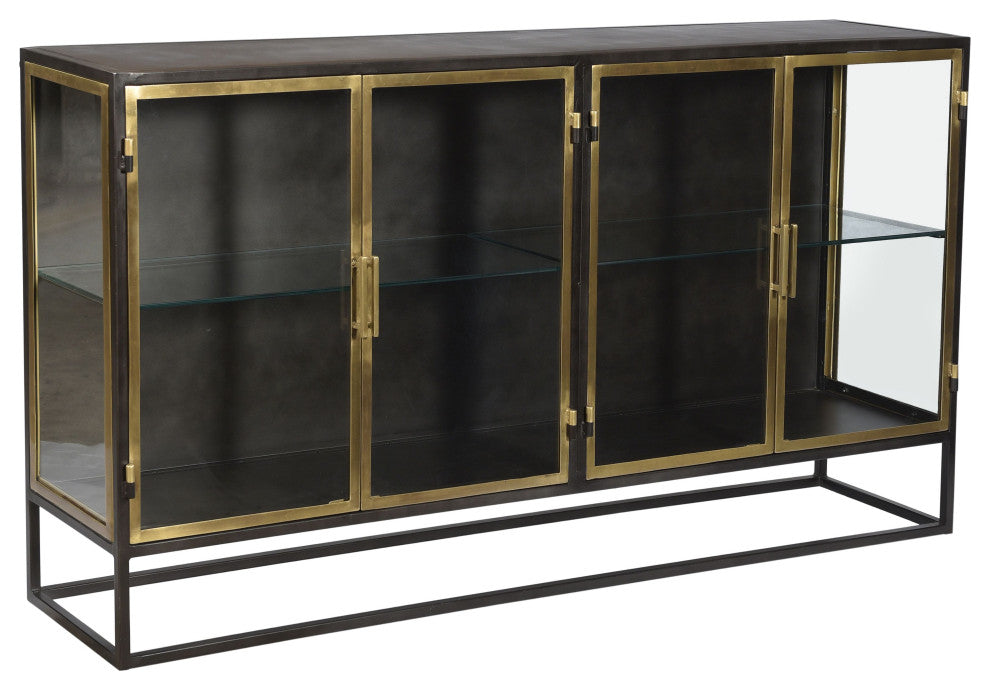 Brynlee 72" Gunmetal and Brass Iron Sideboard
