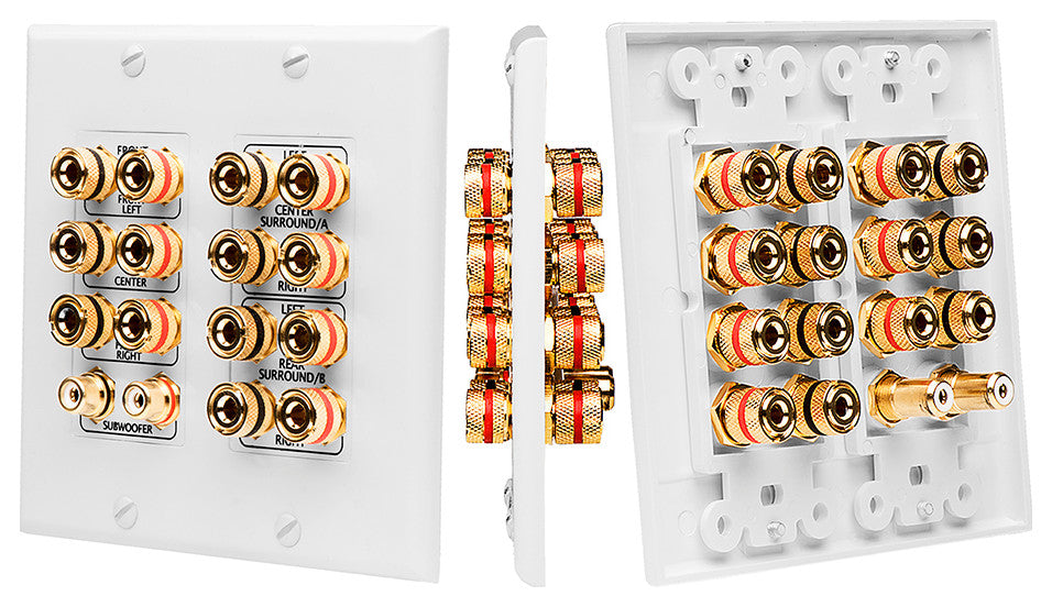 7.1 Home Theater 16 Terminal Decora Speaker Binding Wall Plate