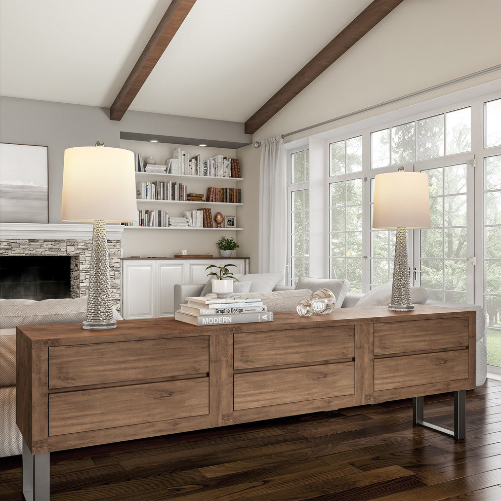 Lavish Home Set of 2 Contemporary Hammered Look Glass Lamps