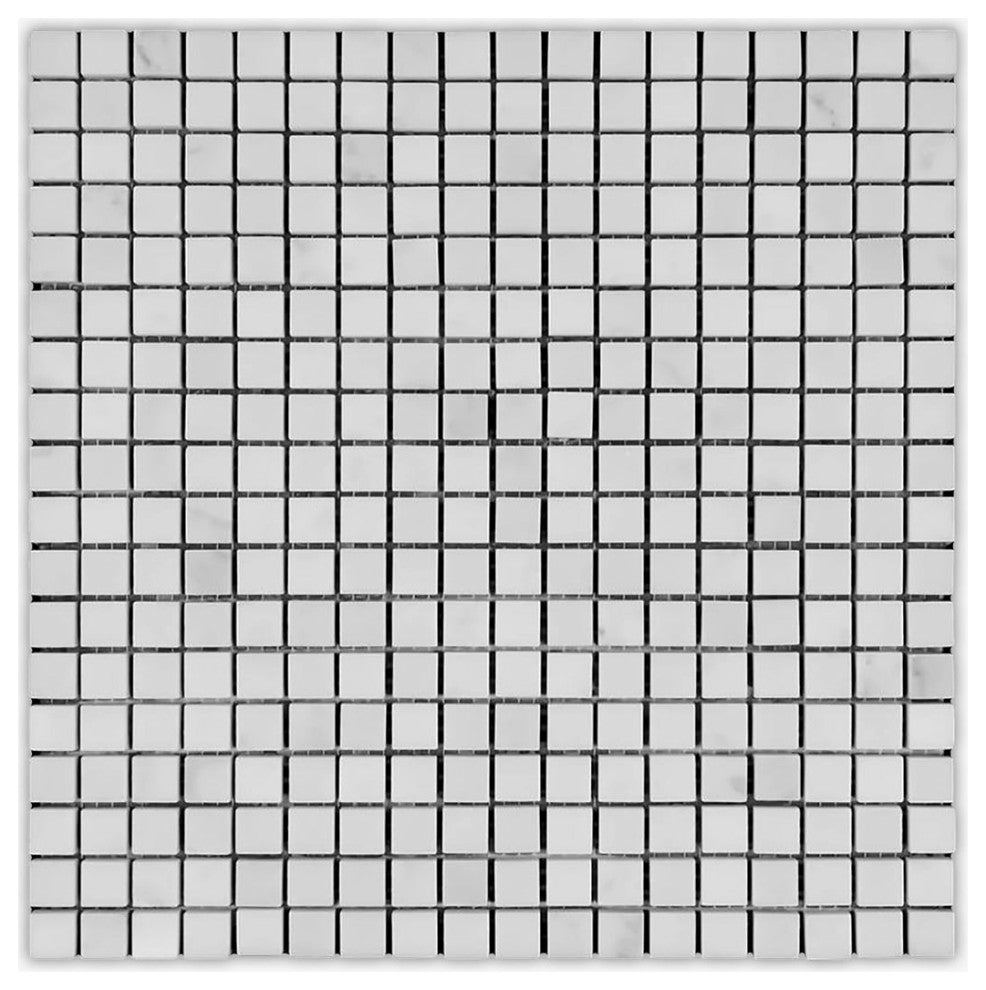 White Carrara Honed 5/8x5/8 Marble Mosaic