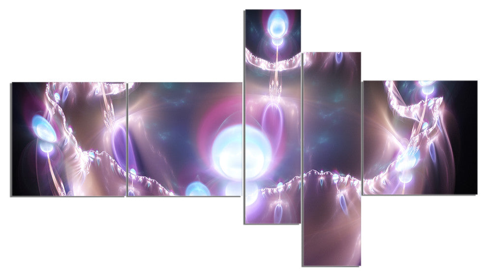 3D Surreal Purple Illustration, Abstract Canvas Art Print, 60"x32", 5 panels