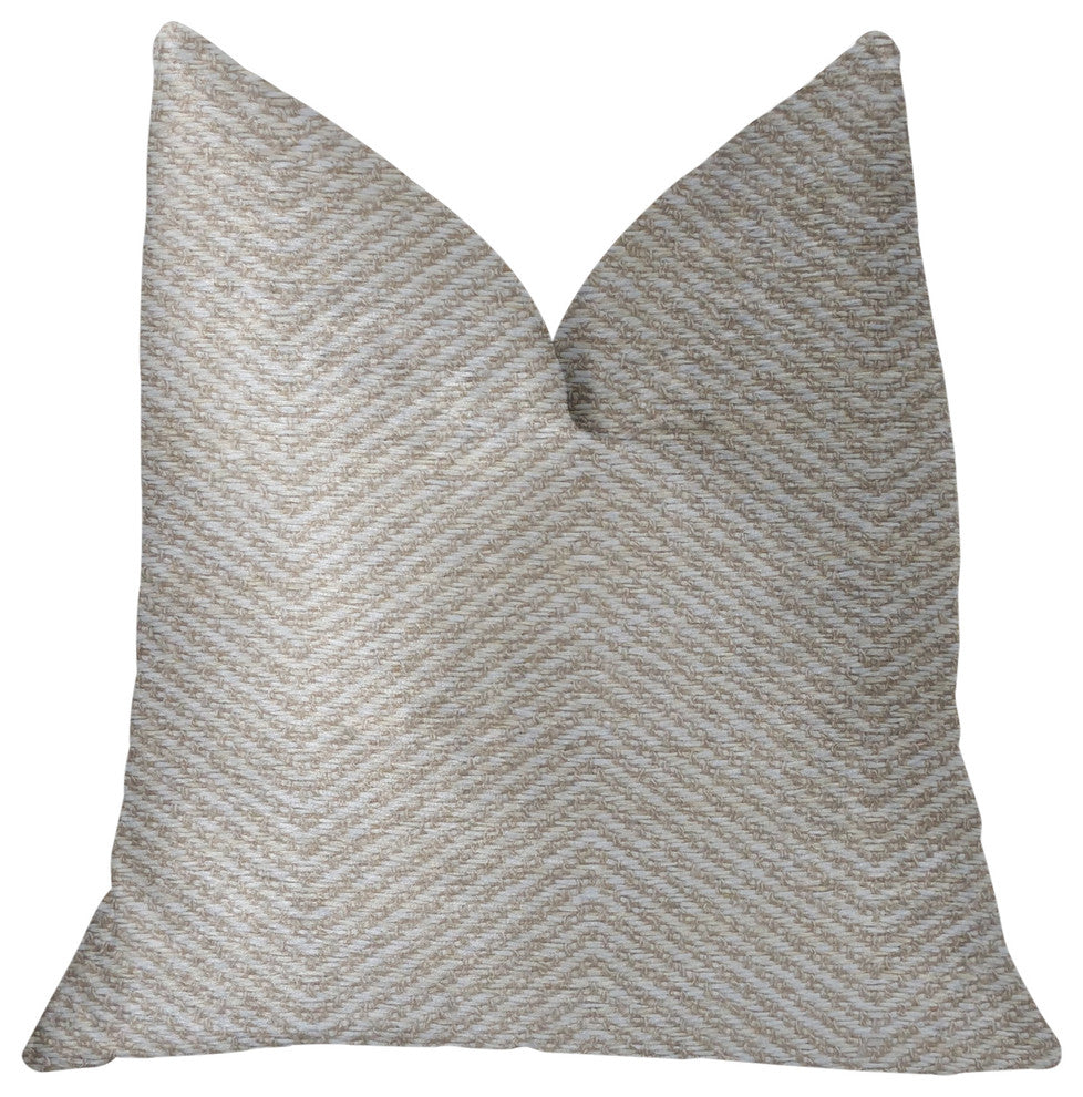 Plainville Beige Luxury Throw Pillow, 18"x18"