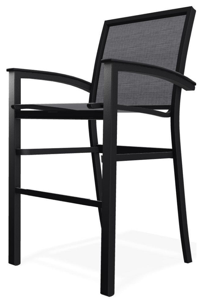 Bazza Sling Bar Height Stackable Outdoor Stool, Augustine Pewter/Black