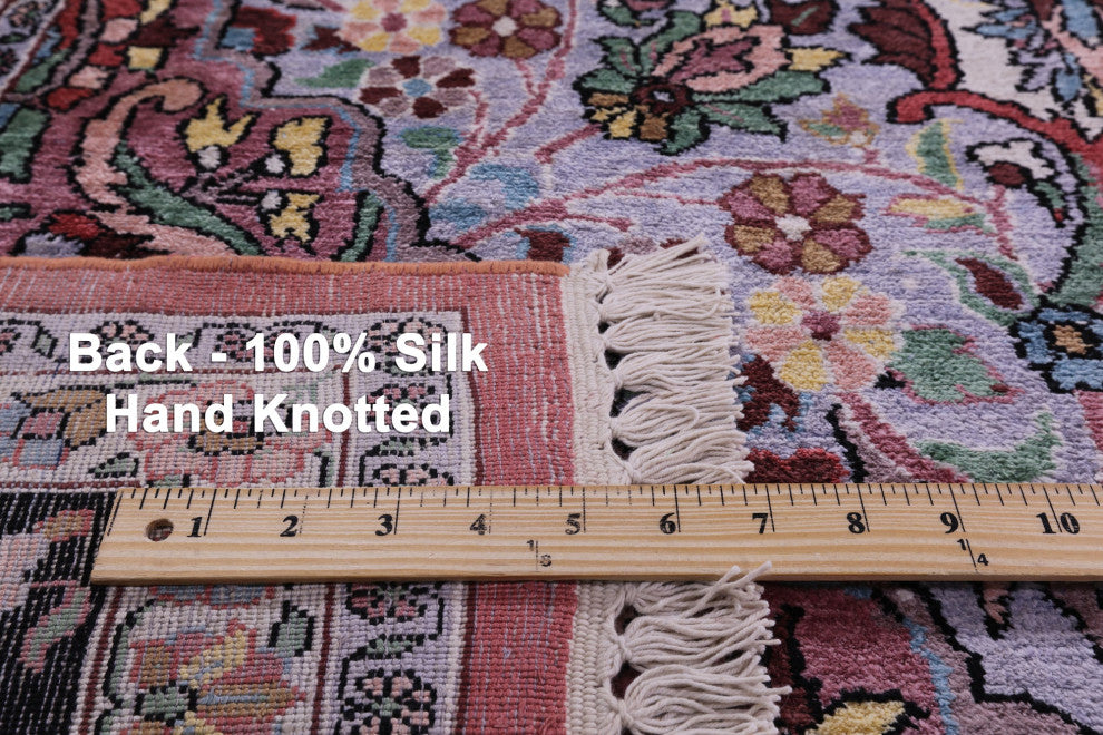 11' 11" X 18' 7" Hand Knotted Kashan Silk Rug - Q13845