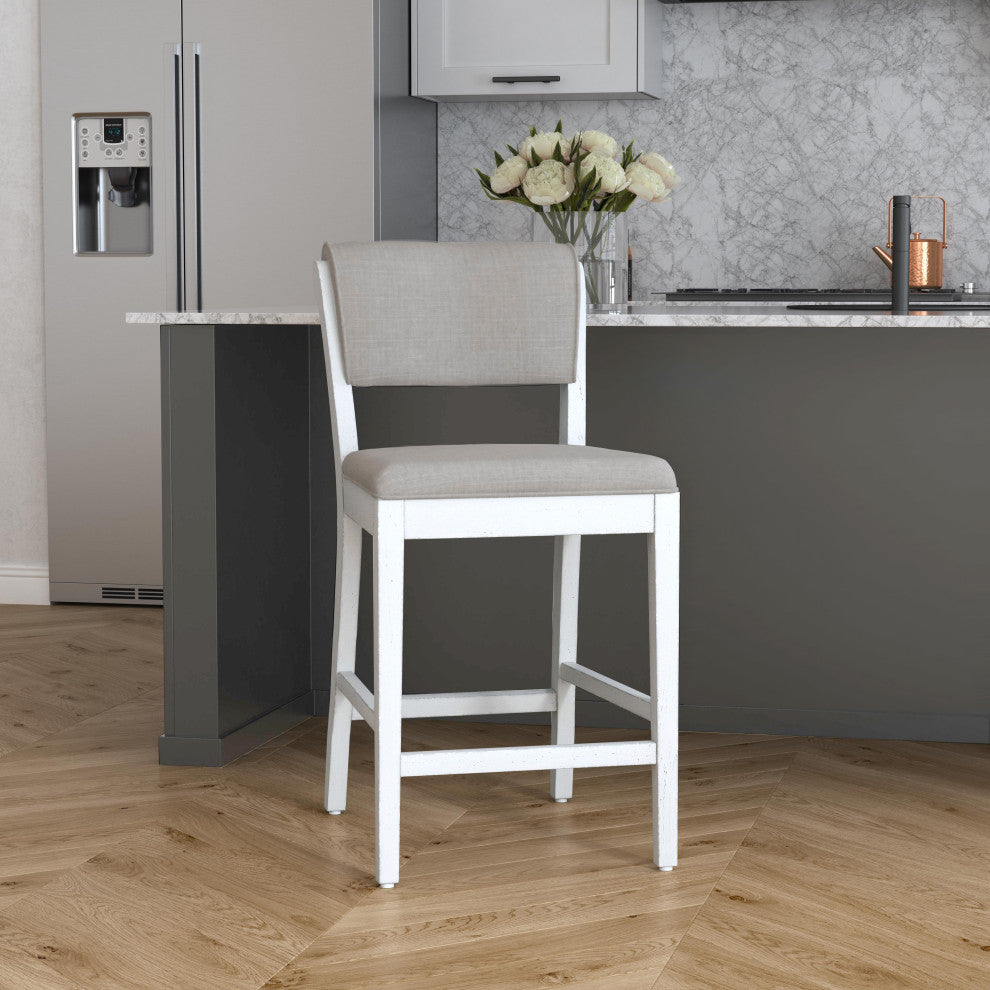 Hillsdale Clarion Wood and Upholstered Panel Back Stool, Counter Height
