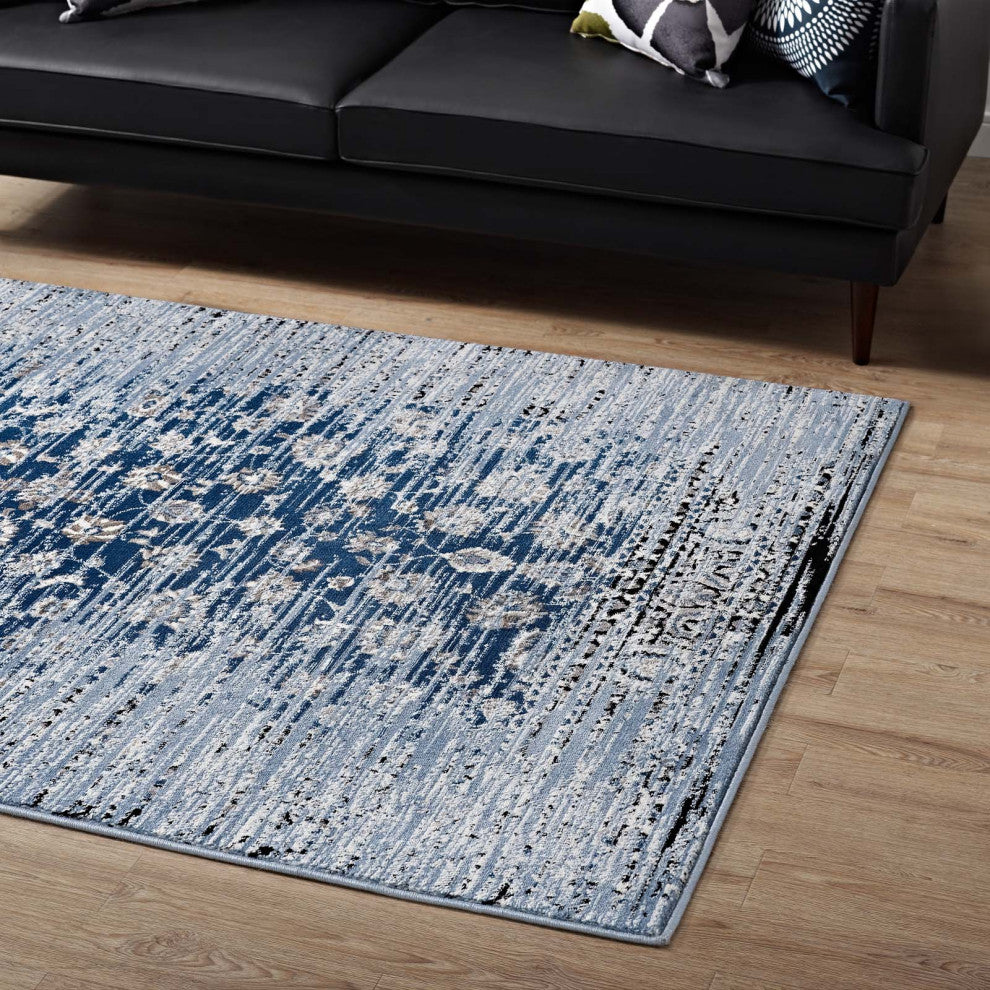 Chiara Distressed Floral Lattice Contemporary 8x10 Area Rug R-1131A-810