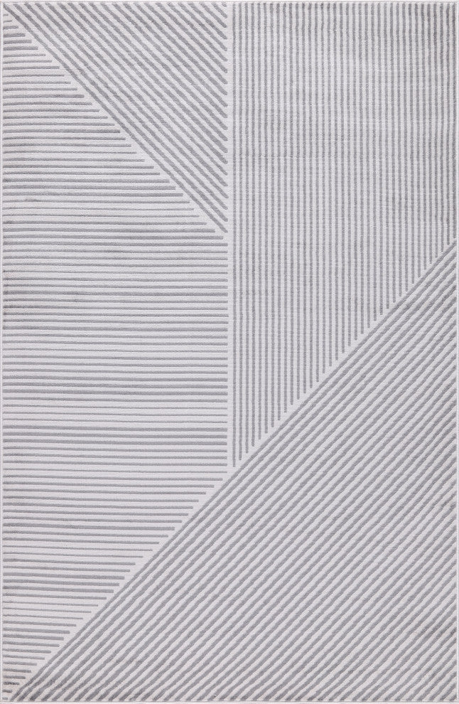 Low-Pile Faron Gray/Ivory Rug, Gray, 6'5"x9'5"