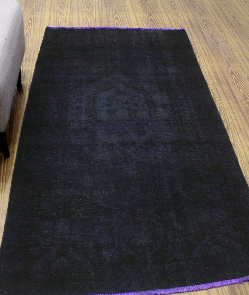Vintage Distressed Overdyed Aidh Purple Rug