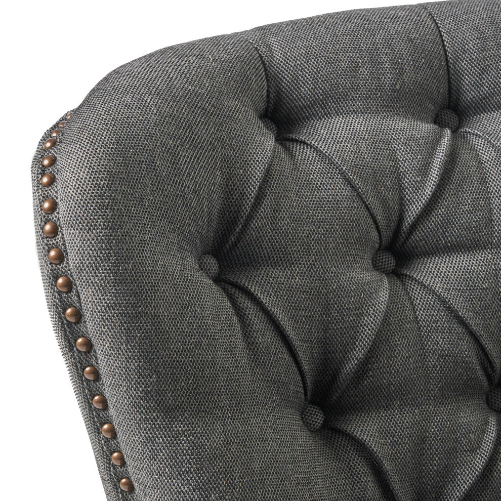 GDF Studio Alfred Royal Vintage Design Upholstered Arm Chair, Gray