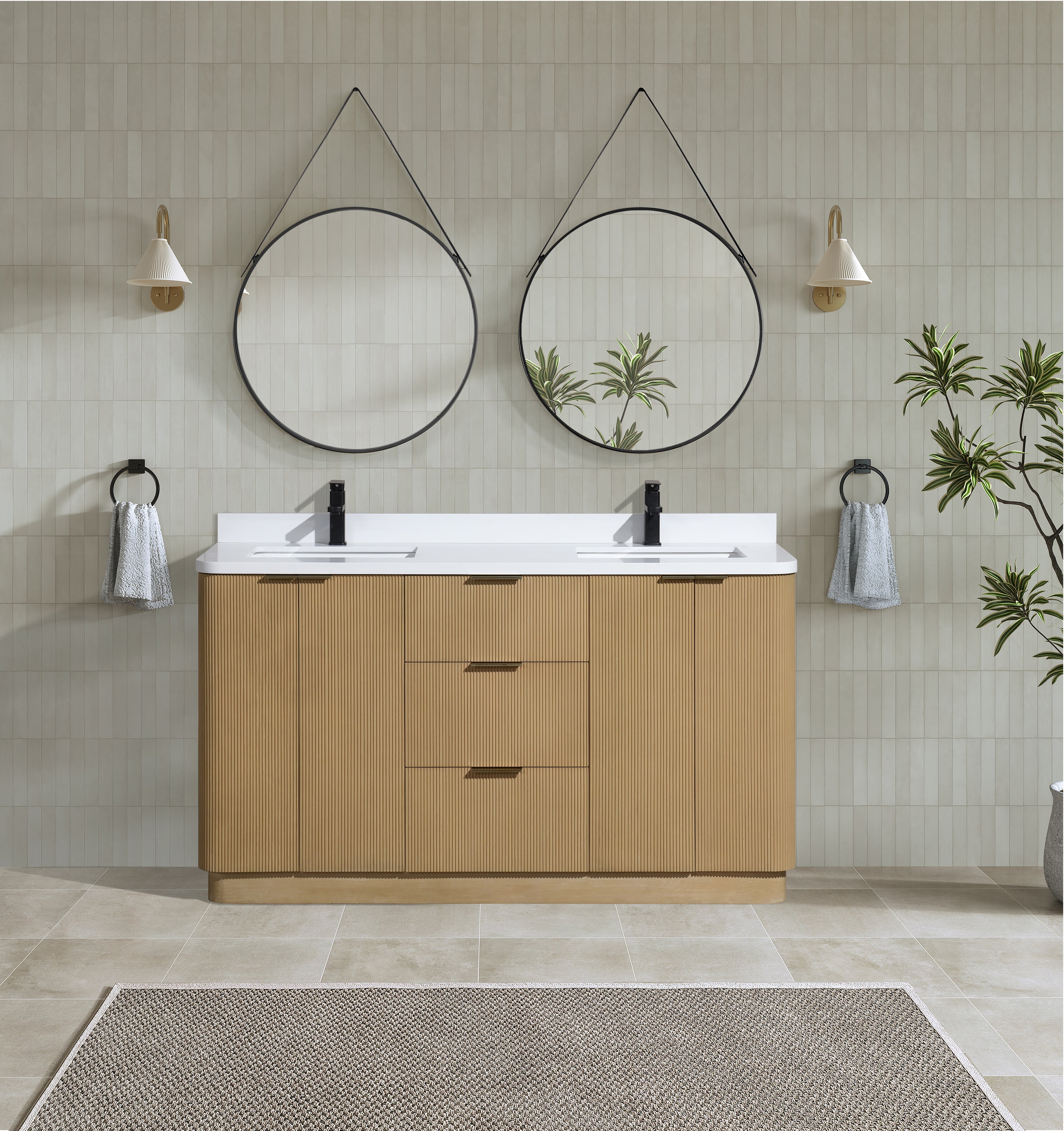 Ari Kitchen and Bath Calamigo 60" Freestanding Bathroom Vanity Oak