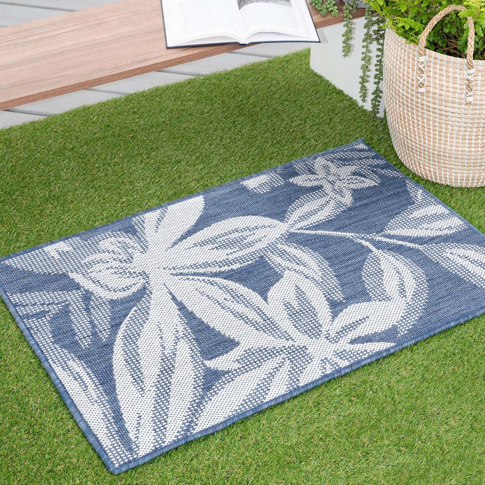 Edda Transitional Floral Indoor Rug, Blue/Cream, 2'x3'
