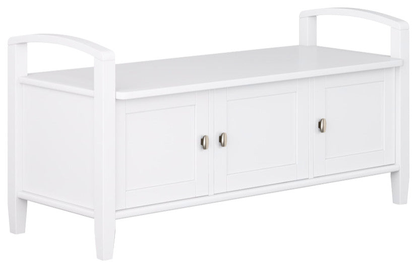 Warm Shaker Solid Wood 44" Rustic Entryway Storage Bench, White