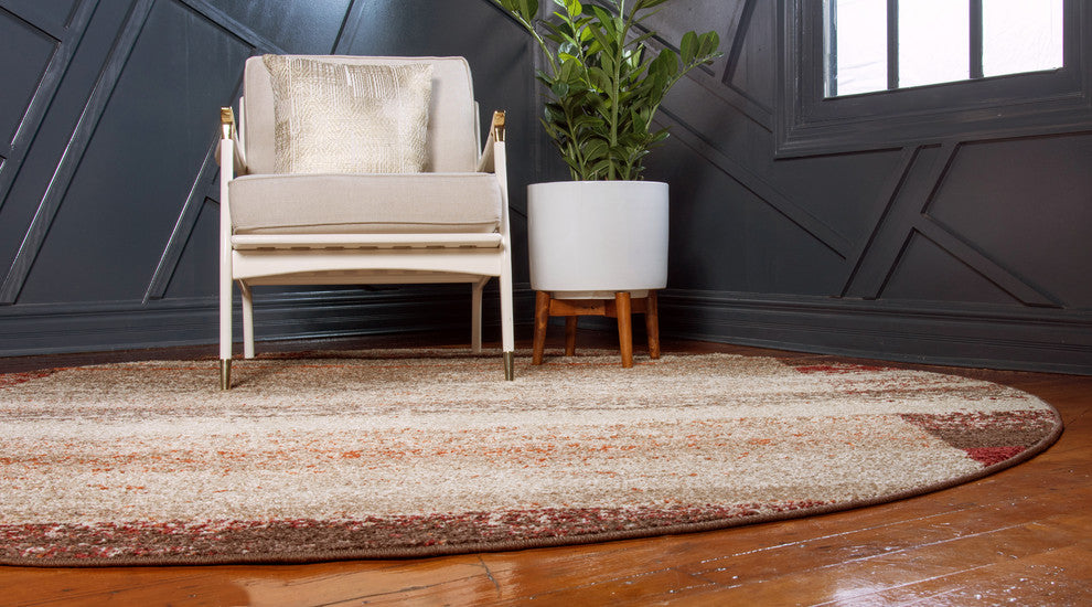Unique Loom Beige Autumn Maple 3' 3 x 3' 3 Round Rug