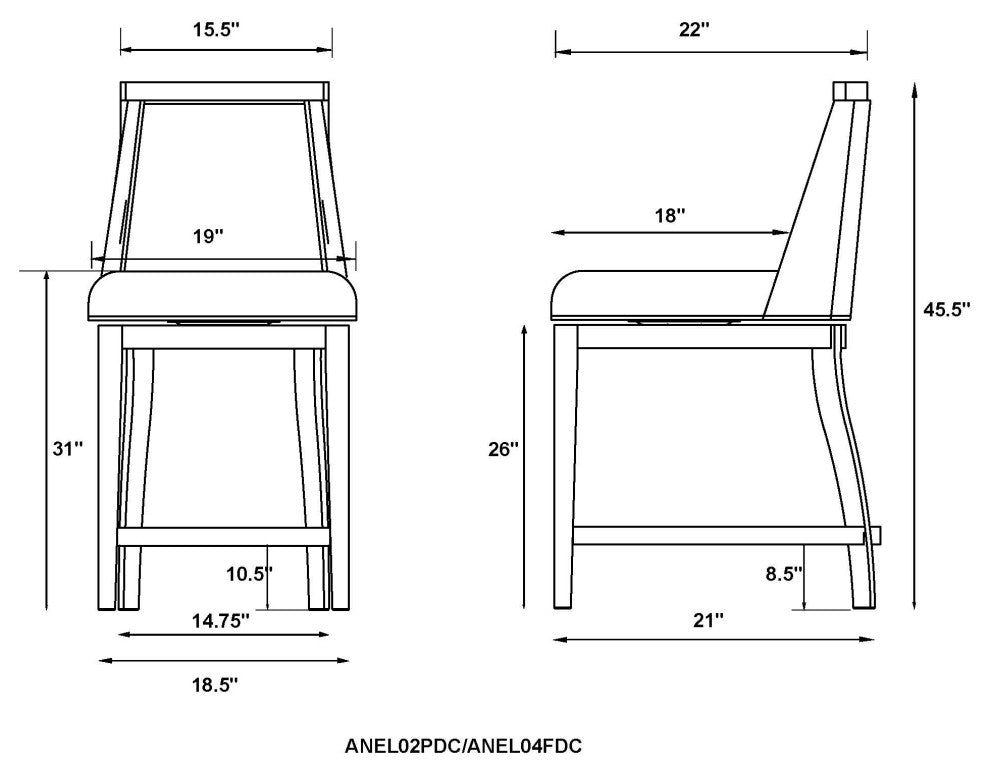 Ellie Bar Stool With Back, White, Bar Height