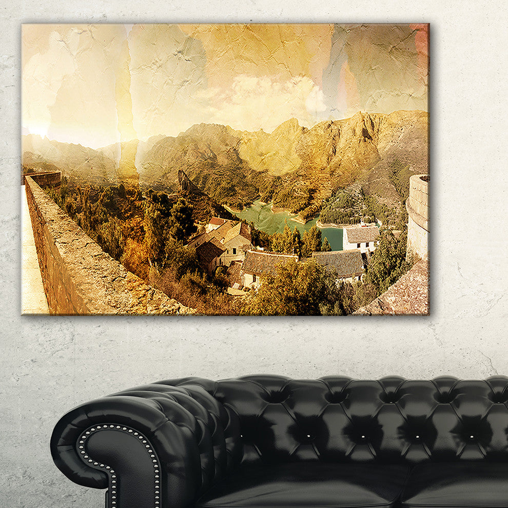 "Mountain and Lofty Lake" Landscape Canvas Photo Print, 32"x16"