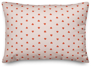 Tiny Hearts Pattern in Red and Pink Throw Pillow