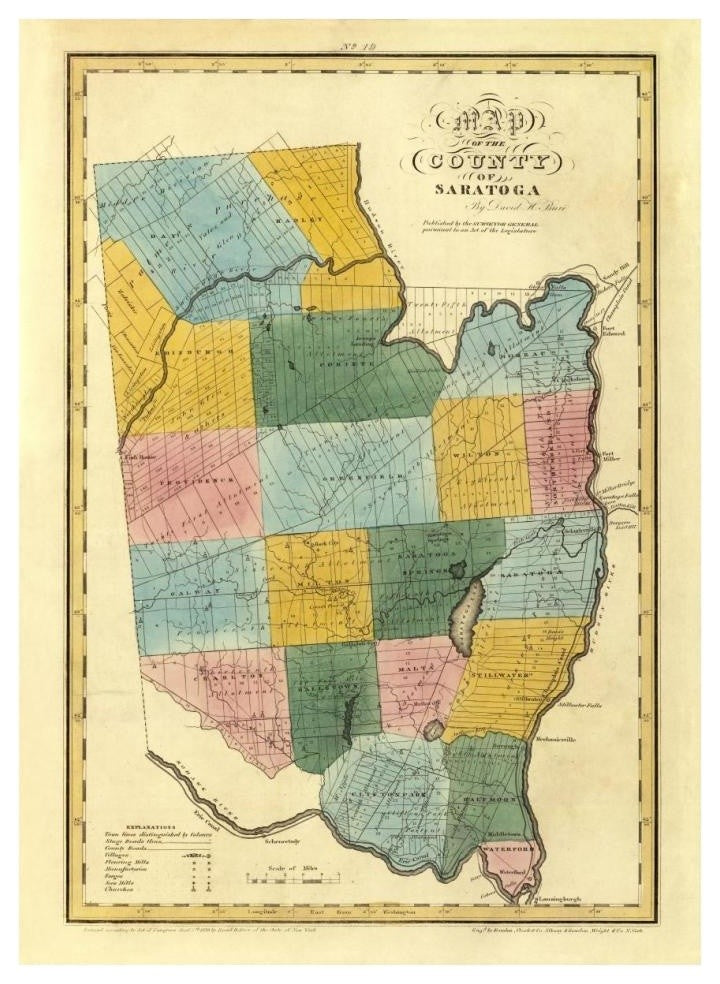 "New York - Saratoga County, 1829" Digital Paper Print by David H. Burr, 28"x38"