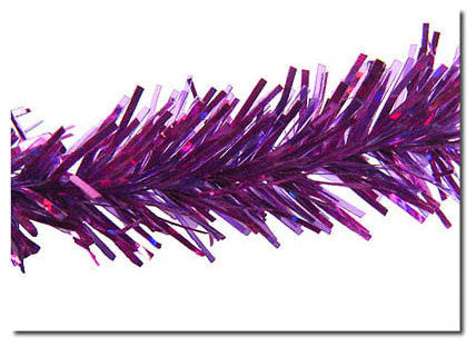 Pre-Lit Artificial Pencil Tinsel Christmas Tree, Purple Lights, Purple, 9', Purp