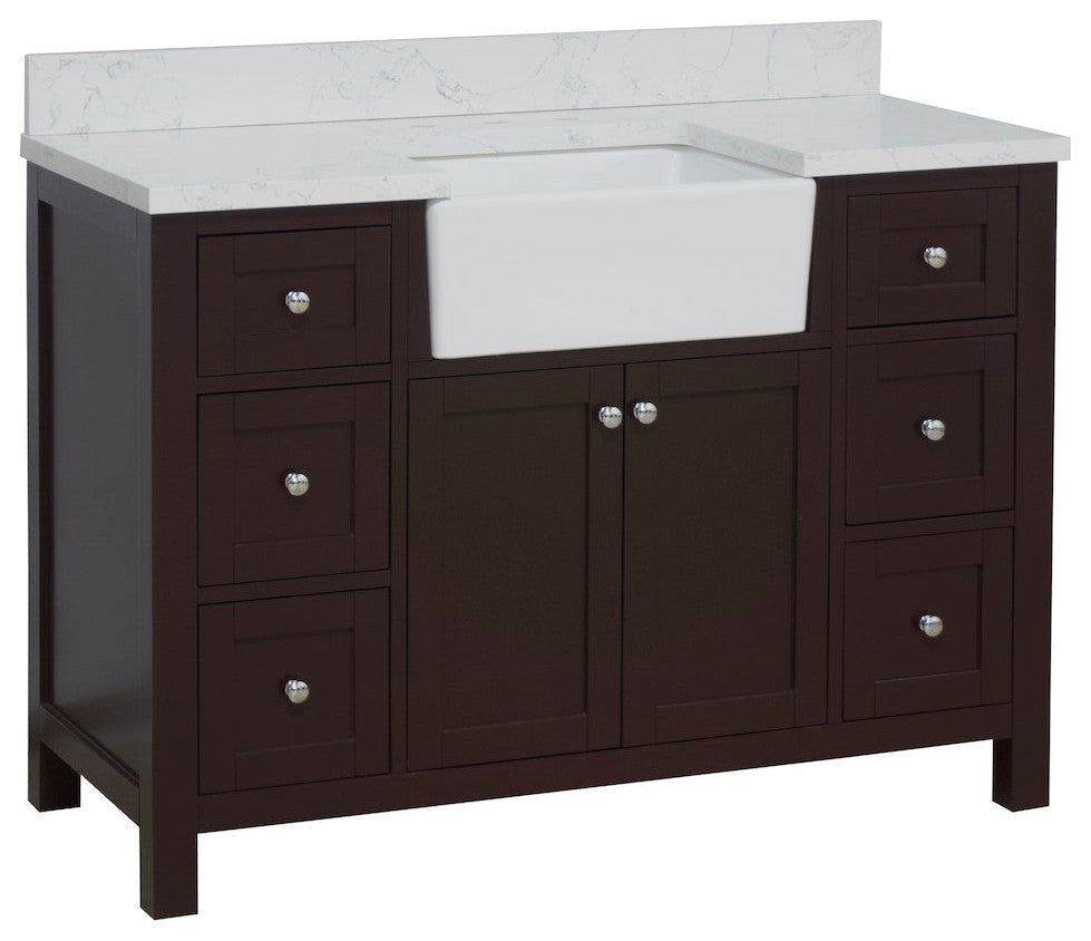 Yorkshire 48" Bathroom Vanity, Chocolate, Engineered Marble