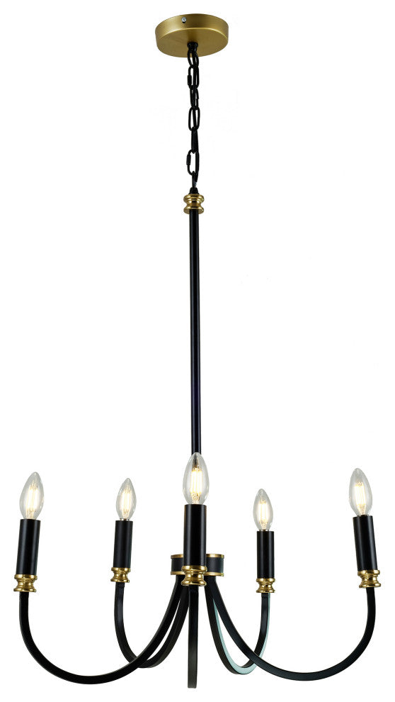 WAREHOUSE OF TIFFANY'S WTY750 Cecily 21 in. 5-Light Indoor Black and Gold Finish
