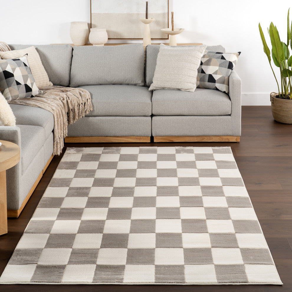Nuloom Zhuri Checkered Washable Rug, Cream 3' x 5'
