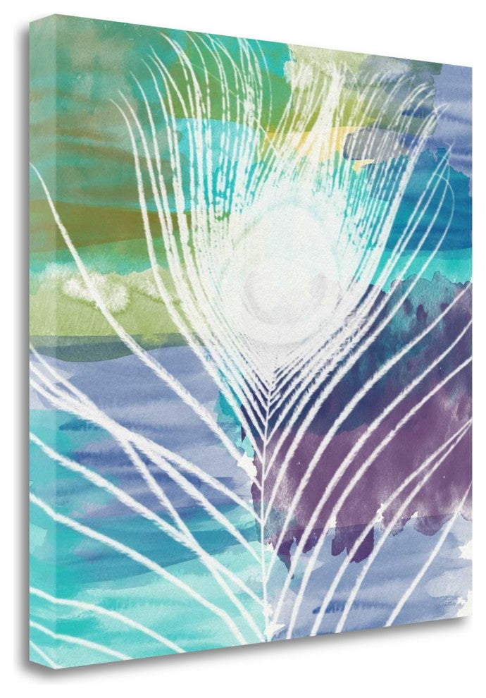 "Peacock I" By Linda Woods, Giclee Print on Gallery Wrap Canvas, Ready to Hang