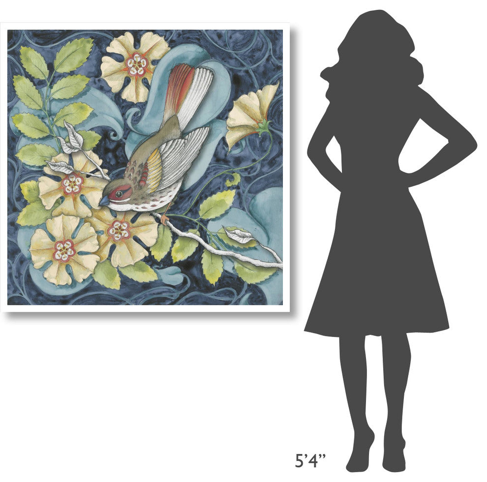 "Arts and Crafts Bird II" Digital Paper Print by Elyse DeNeige, 42"x42"