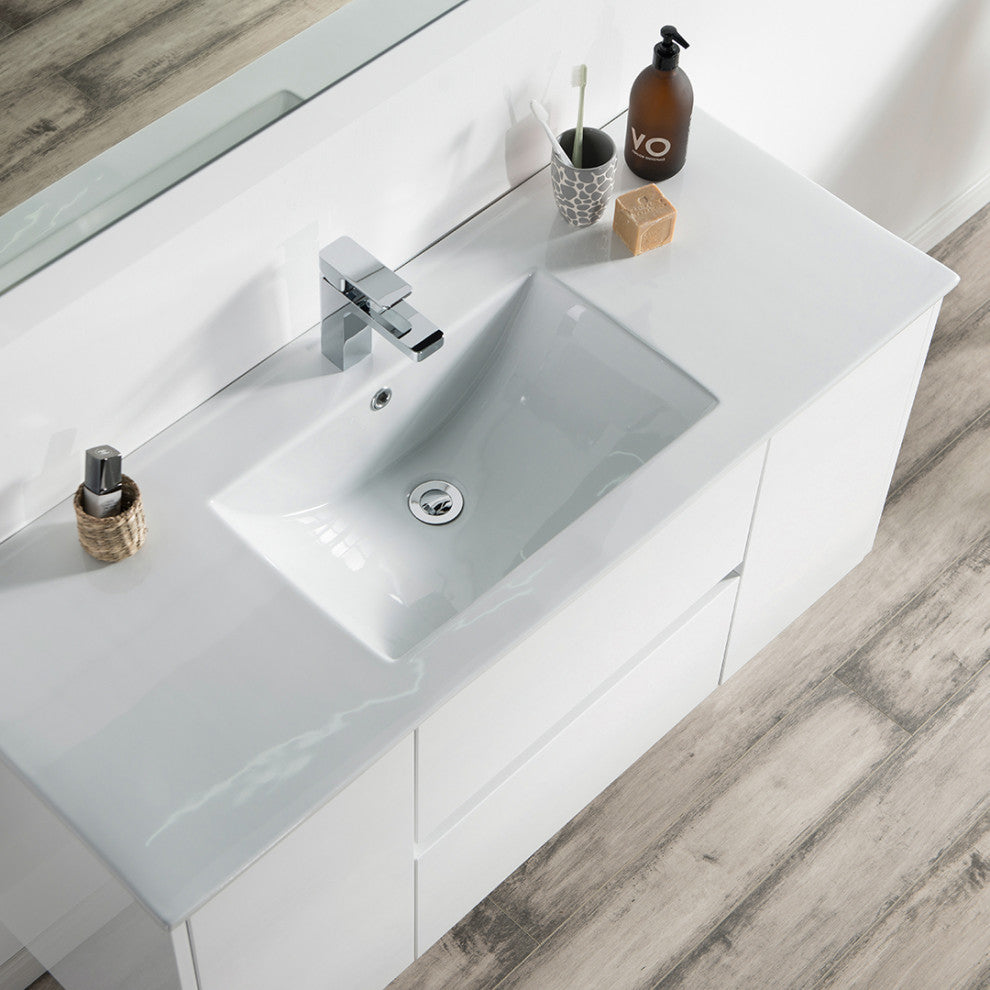 Blossom Valencia 48" Vanity Set, Glossy White, No Mirror, Single