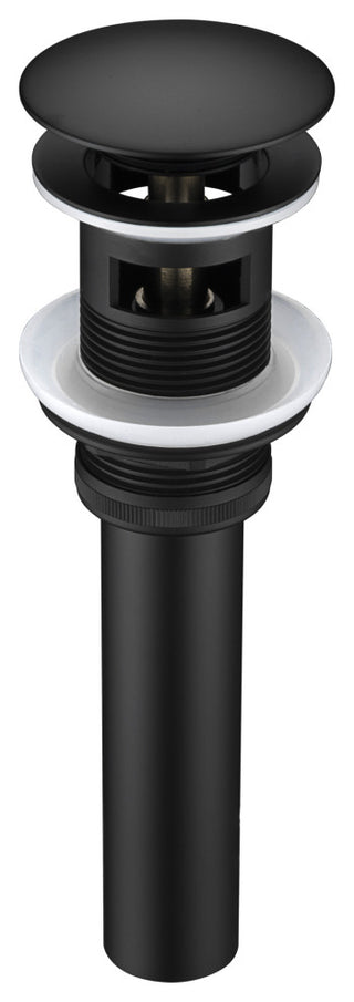 1-5/8" Push Pop-Up Drain Stopper With Overflow for Sink, Matte Black