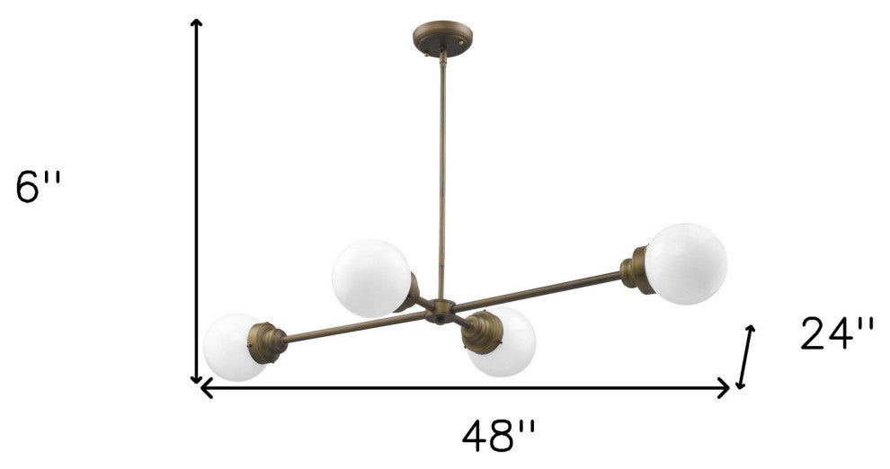 Portsmith 4-Light Raw Brass Island Pendant With White Globe Shades