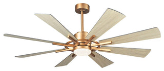 60" Indoor/Outdoor Windmill 8-Blade Gold Ceiling Fan with Remote and DC Motor