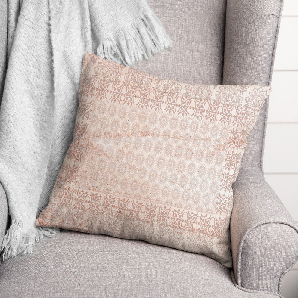 Paisley Sunburst Peach Pattern Pillow 18x18 Spun Poly Pillow