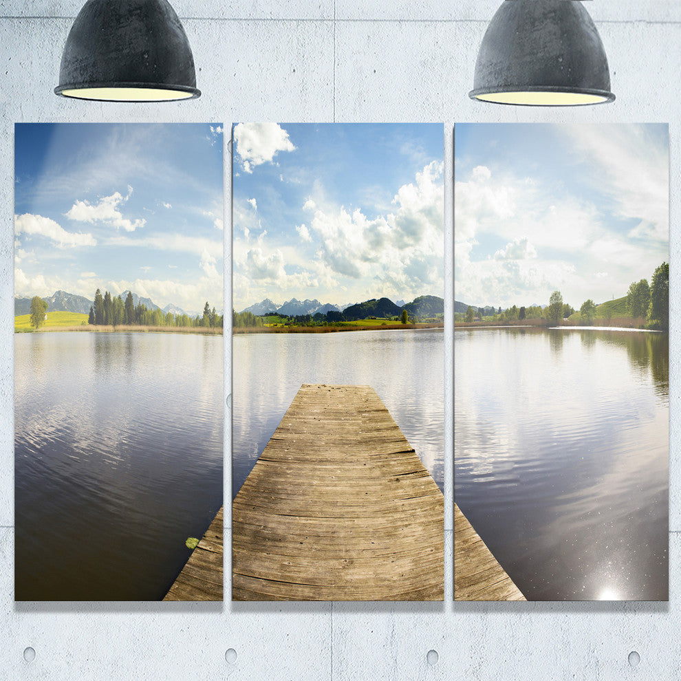 "Pier into Sea Bavaria Panorama" Metal Wall Art, 3 Panels, 36"x28"