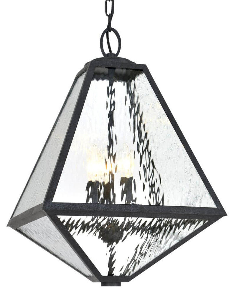 Glacier 3 Light Outdoor Chandelier in Black Charcoal