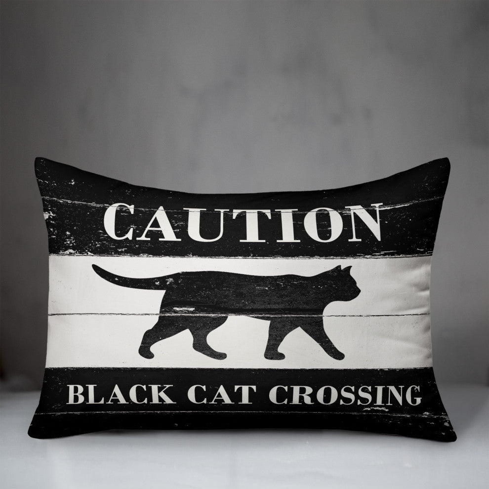 Black Cat Crossing 14x20 Spun Poly Pillow